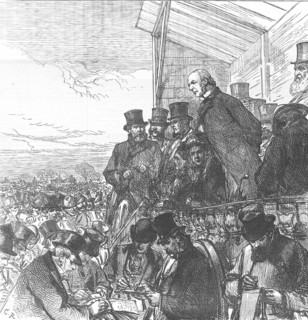 William Ewart Gladstone giving an election address