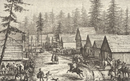 Busy street scene at Cisco Station,California, c1875