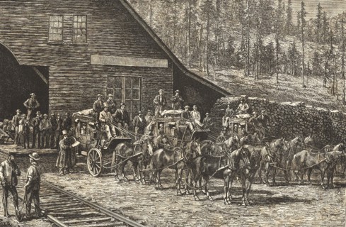 Scene at Reno station, Nevada, on the Central Pacific Railroad, c1876