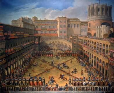 Représentation du tournoi à la Cour du Belvédère au Vatican