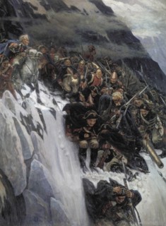 Surikow, Troupes russes dirigées par Suronov traversent les Alpes
