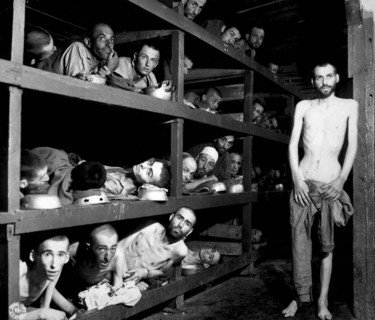 Inmates of the Buchenwald concentration camp, near Weimar, Germany