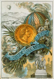 Crowds cheering at the first public demonstration of a hot air balloon at Annonay France, 4 June 1783, by the Montgolfier brothers