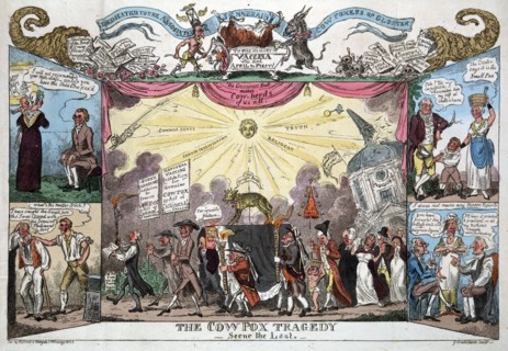 The Cow Pox Tragedy -Scene the Last', 1812, by George Cruikshank