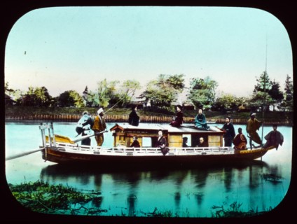 Houseboat on a river in Japan, 1895