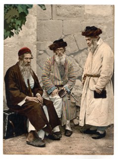 Three elderly Jewish men in Jerusalem, in Palestine