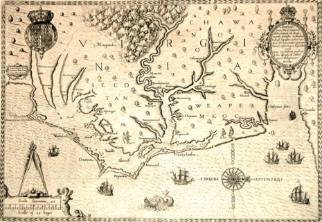 Map of 1590 engraved by Theodore de Bry
