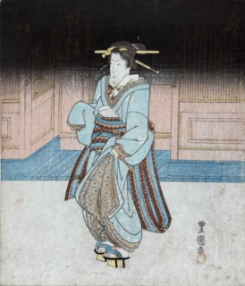 Geisha on an evening stroll in Fukagawa