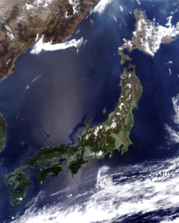 Satellite view of the islands of Japan