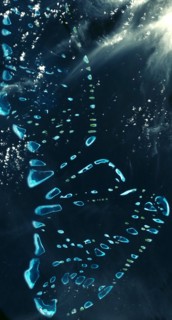 Satellite view of Malosmadulu Atolls in the Maldives