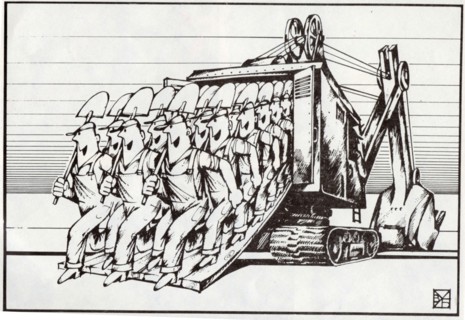 Soviet Russian cartoon satire on the state of industry under Leonid Brezhnev
