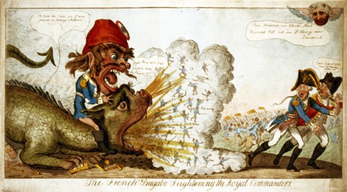 Cruikshank, Le croque-mitaine français effraie les commandants royaux