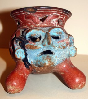 Aztec tripod incense burner