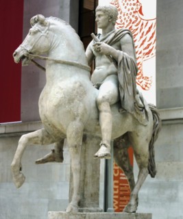Marble statue of a youth on horseback, Roman, sculpted in Italy