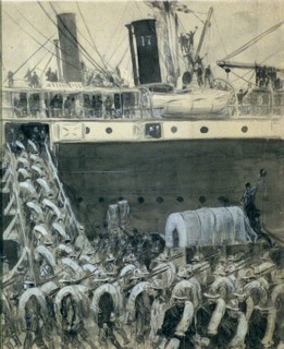 American troops boarding transport steamer, Spanish-American war