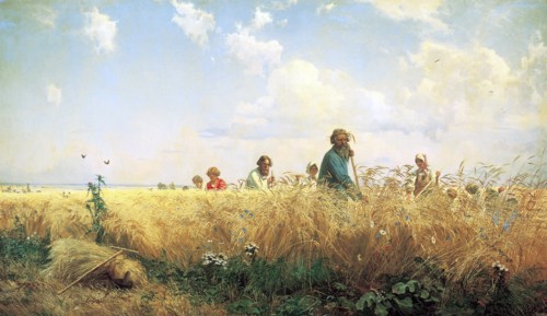 Peasants gather the harvest' by Gregory Grigorjewitsch Mjassojedow