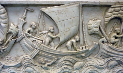 Roman ship with spritsail