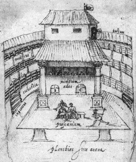 Performance in progress at the Swan theatre in London in 1596