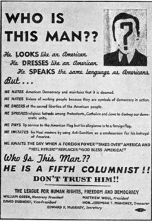 Anti-Nazi warning against fifth columinsts