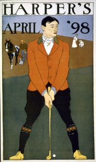 Harper's April 1898 Man in foreground playing golf