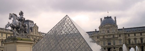 exterior of the 'Louvre Pyramid' at the Louvre museum, Paris France