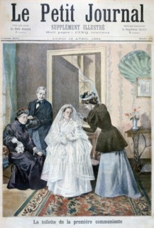 Girl dressed for her first Communion