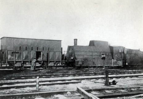 Russian armoured railway locomotive and wagon