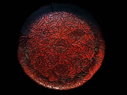 Carved Chinese lacquer dish