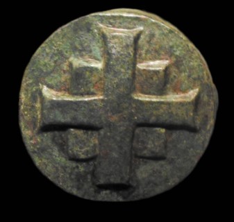 Bronze cross with an image of Saint Barbara in prayer