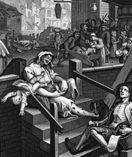Gin Lane is a print issued in 1751 by William Hogarth
