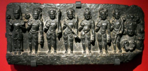 Planetary gods shown on an Indian stone relief