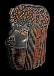 Cast bronze head of an Oba