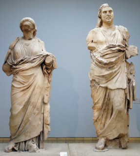 Colossal statue of a man and woman