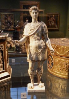 Ivory figurine depicting a man in armour
