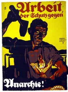 Poster shows a soldier looking down at his small son