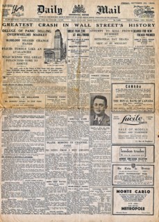 Wall Street crash' newspaper headline 1929