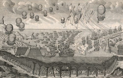 Print published in France in 1803 showing methods of invading England