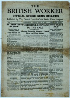 Front page of 'The British Worker' published by the Trades Union Congress on 5 May 1926 during the