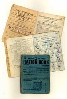 British ration books from 1941 and 1948. Rationing lasted for 14 years from 1940 until 1954, far