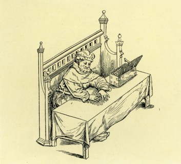 English merchant counting his money