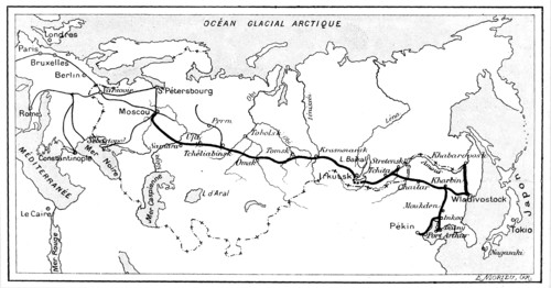 The route of the Trans-Siberian Railway