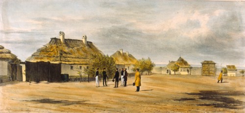 Courtyard of the quarantine station at Skoulani, 1837