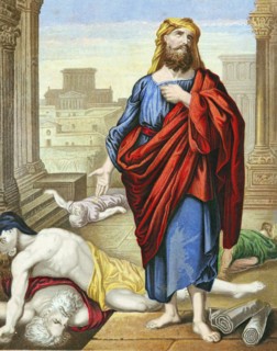 Jeremiah lamenting over the misery of Jerusalem