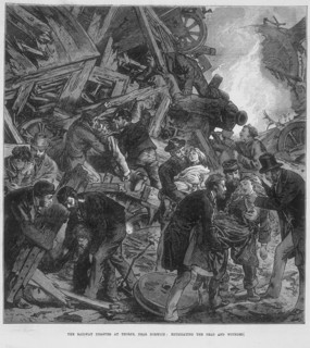Wreckage of a railway accident