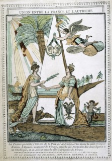Allegorical print showing the union of France and Austria after the marriage of Napoleon I to  Archduchess  Marie Louise