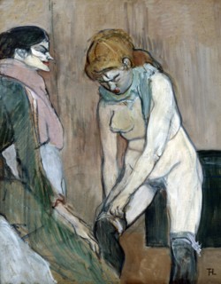 Woman Pulling on a Stocking by Toulouse-Lautrec