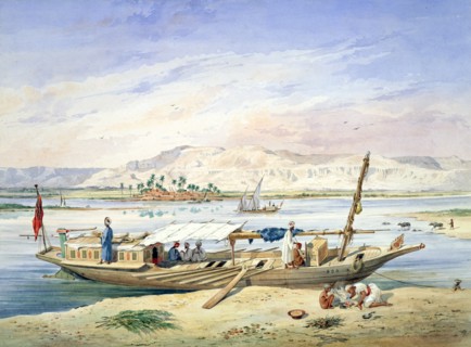 JWP's kanja moored beside the East bank of the Nile at Luxor