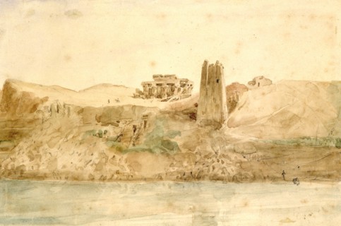Kum Ombo' Watercolour by Hector Horeau