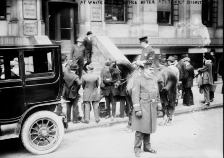 At White Star office after TITANIC disaster