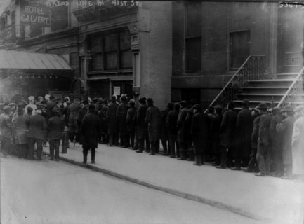 Men in bread line on 41st St., New York City